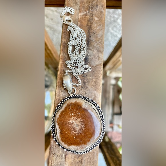 😵 Aragonite Solar Quartz Crystal Pendant necklace druzy agate stone boho rock - Picture 7 of 10